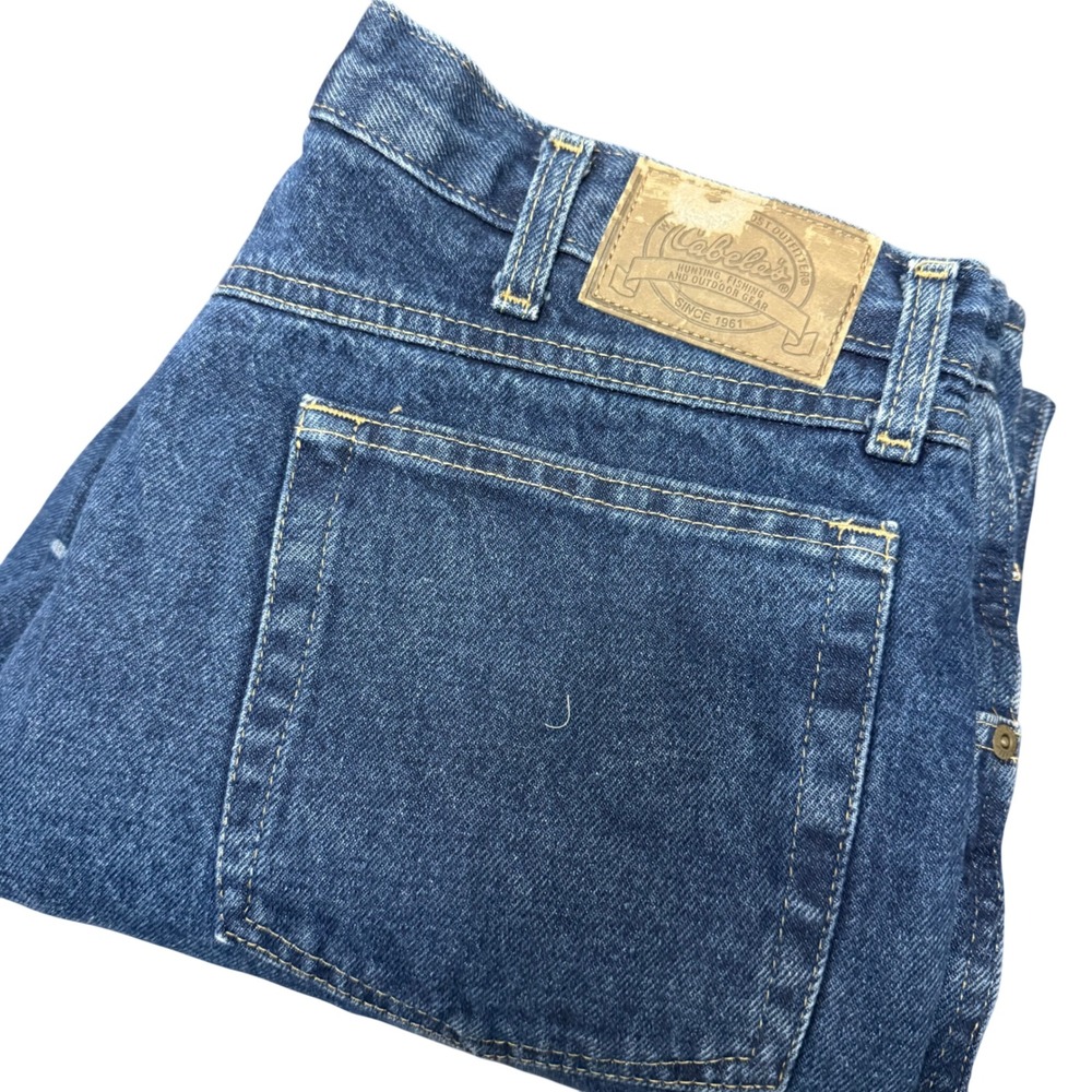 Cabelas Fleece Lined Jeans Mens 34x32(34x31) Blue Rugged Workwear Outdoor